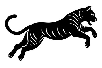 Silhouette of a jumping tiger, tiger icon. vector illustration
