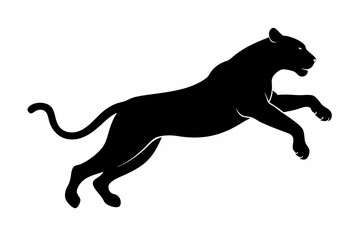 Silhouette of a jumping tiger, tiger icon. vector illustration
