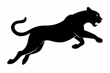 tiger jumping silhouette, jumping leopard, Jumping tiger silhouette vector illustration

