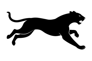 Silhouette of a jumping tiger, tiger icon. vector illustration
