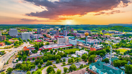 Knoxville Tennessee Downtown Drone Skyline Aerial