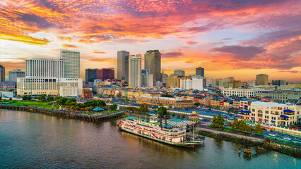 New Orleans Louisiana Downtown Drone Skyline Aerial