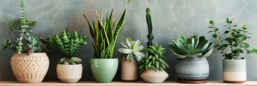 Home or office decor showcasing green potted plants