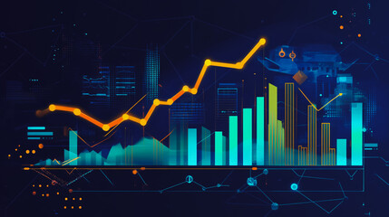 charts and graphs with statistics to analyze business potential and forecast future development of companies growth.