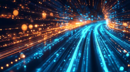 Fototapeta premium visual representation of flowing energy lights in this background convey the concept of continuous change and progress in a high-tech world