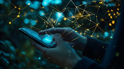 Network stabilizer fibers extend from a phone, intertwining with the environment. How fragile is the stability of our digital connections