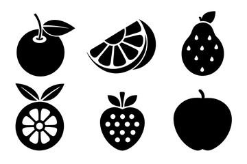 Set of fruit icons silhouette vector illustration