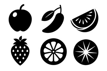 Set of fruit icons silhouette vector illustration