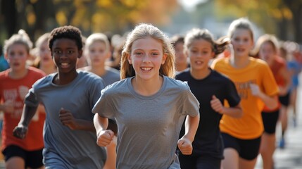 Kids Running Race in a Park