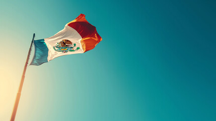 Heritage Flag: A flag from a Hispanic country waving in the wind, Hispanic Heritage Month, with copy space
