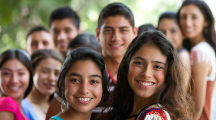 Hispanic Youth: A group of young people proudly representing their Hispanic heritage, Hispanic Heritage Month, with copy space