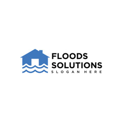 Flood icon set. River water natural disaster damage home vector icon. Tsunami disaster sign for UI designs.