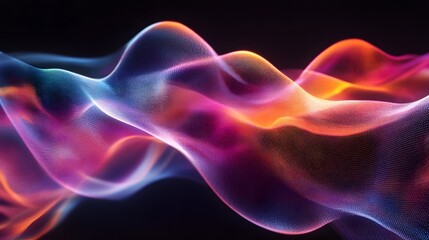 109. 3D vibrant waveforms in a spectrum of colors creating a fluid, dynamic motion