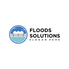 Flood icon set. River water natural disaster damage home vector icon. Tsunami disaster sign for UI designs.