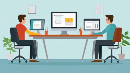 Two Men Working at Desk with