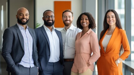 Diverse Business Team Posing Together in an Office Setting