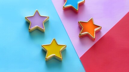Obraz premium Multi color star office pin isolated on colorful background