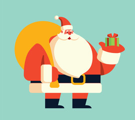 Merry Christmas Santa Claus character flat art vector graphic