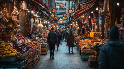Fototapeta premium Market Street Scene.