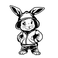 Bunny Hipster | Cool Rabbit | Easter Bunny | Bunny | Farm Animal | Pet Animal | Fashion Bunny | Hippie Bunny with Hoodie | Original Illustration | Vector and Clipart | Cutfile and Stencil
