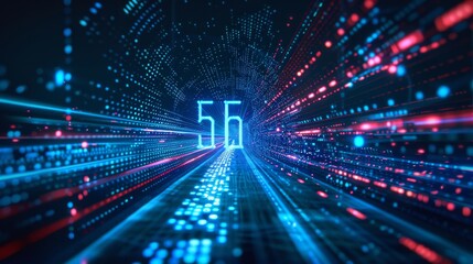 5G or 6G dot line mobile technology. Wireless data network and connection technology concept. high-speed, futuristic background. vector design.