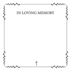 Funeral vector card. Empty card. Digital Funeral Announcement Invitation Template in vector Illustrator