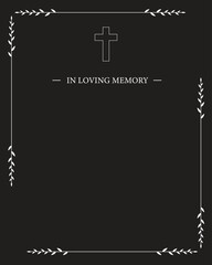 Funeral vector card. Empty card. Digital Funeral Announcement Invitation Template in vector Illustrator