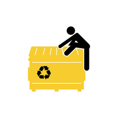 ISO prohibition safety signs_do not climb in or arround dumpster symbol only