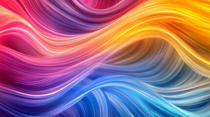 Obraz premium 99. Radiant waveforms in vivid colors forming a fluid, continuous pattern against a clear backdrop