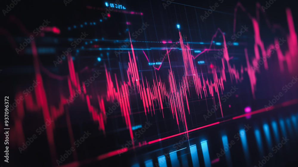 Wall mural charts and graphs with statistics to analyze business potential and forecast future development of c