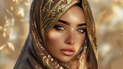 Woman in a Golden Hijab