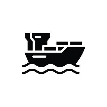 black cargo ship on water clip art preview