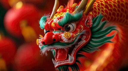 Obraz premium Chinese Dragon Dance Costume Close Up