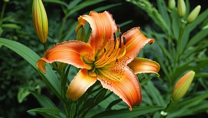 Obraz premium Vibrant orange lily blooming in nature