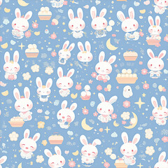 Obraz premium ゆるかわお月見十五夜パターン