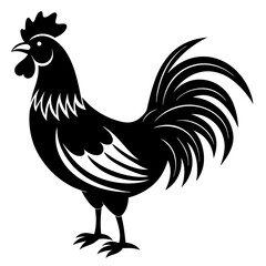 Rooster isolated vector silhouette illustration on a white background