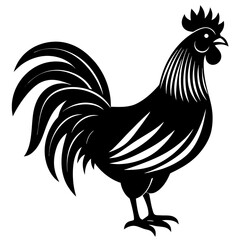 Rooster isolated vector silhouette illustration on a white background