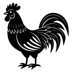Rooster isolated vector silhouette illustration on a white background