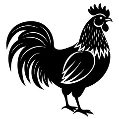 Rooster isolated vector silhouette illustration on a white background