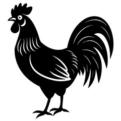 Rooster isolated vector silhouette illustration on a white background