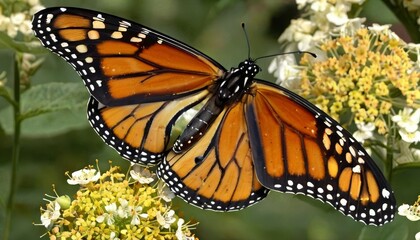Naklejka premium Vibrant Monarch Butterfly in Flight