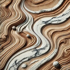 Organic Wood and Marble Flowing Design