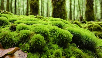 Fototapeta premium Vibrant mossy forest floor teeming with life