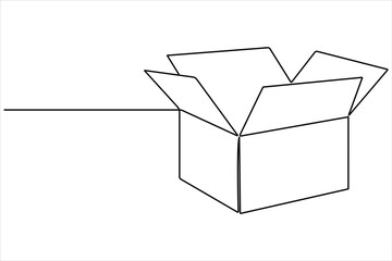 Carton box continuous one line drawing concept