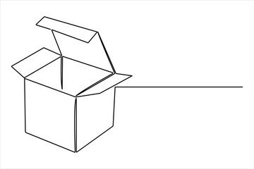 Carton box continuous one line drawing concept