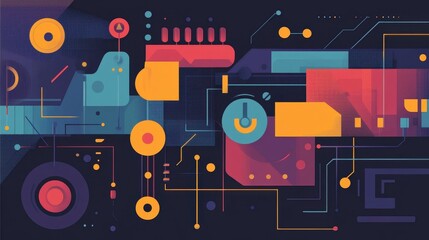 Explore sleek flat design in modern tech textures for a vibrant and innovative digital atmosphere that inspires creativity.