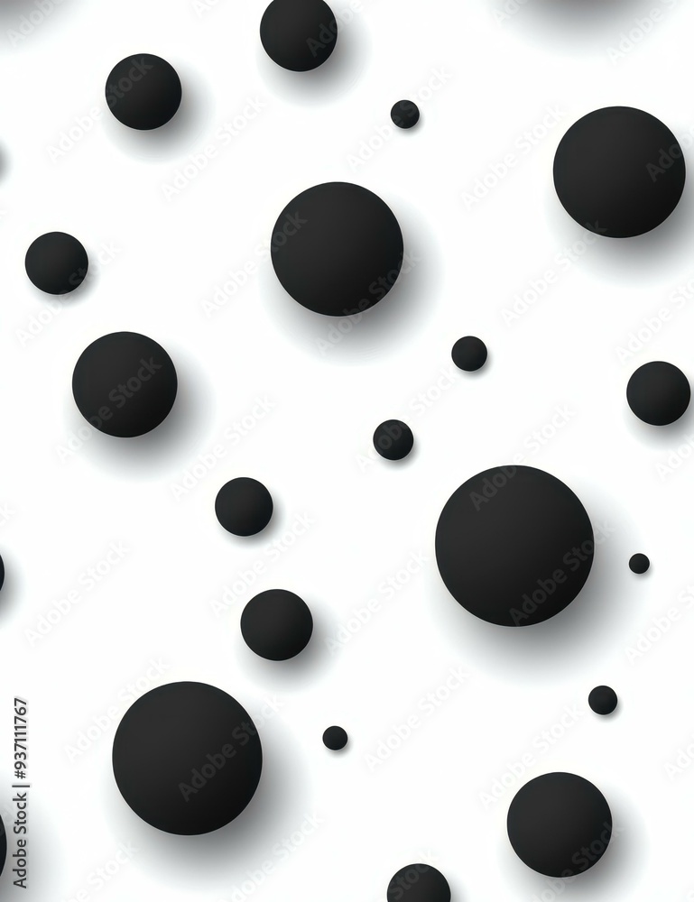 Sticker a modern piece with black circles set against a crisp white canvas, showcasing the beauty of minimal