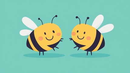 Vibrant cartoon illustration featuring bees and flies with modern textures for a lively, animated feel in every frame.
