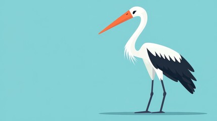 Fototapeta premium A chic cartoon stork design with modern textures adds whimsy and elegance to your decor, perfect for any room.