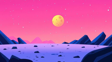 Obraz premium Discover the rugged lunar terrain in this stunning modern illustration that embodies the allure of astronomys wonders.